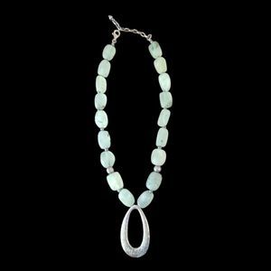 ⭐️ Silpada Hammered Sterling Pendant on Prehnite Beaded Necklace